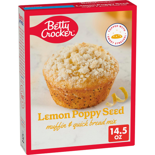 Betty Crocker Muffin and Quick Bread Mix, Lemon Poppy Seed With Streusel, 14.5 oz