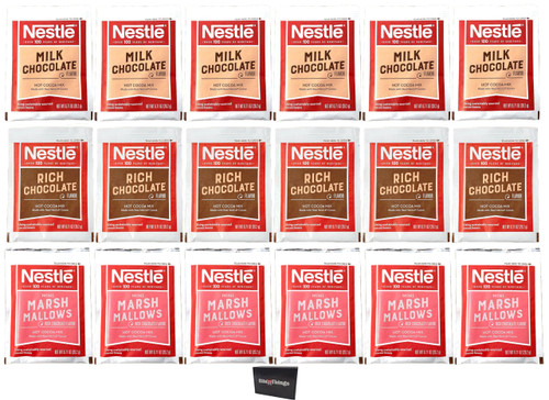 Nestle Hot Chocolate Variety Pack | Milk Chocolate, Rich Chocolate, and Mini Marshmallow Hot Cocoa Packets | Pack of 18 (6 of Each)