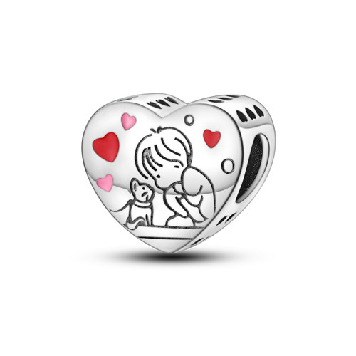 NARMO Charms for Pandora Bracelet 925 Sterling Silver Heart Boy&Cat Charm Original Beads NARMO Charms for Pandora Bracelet 925 Sterling Silver Heart Boy&Cat Charm Original Beads