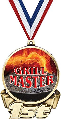 Grill Master First Place Medal, 3" Gold Grilling Competition Trophy Medal Award 1 Pack