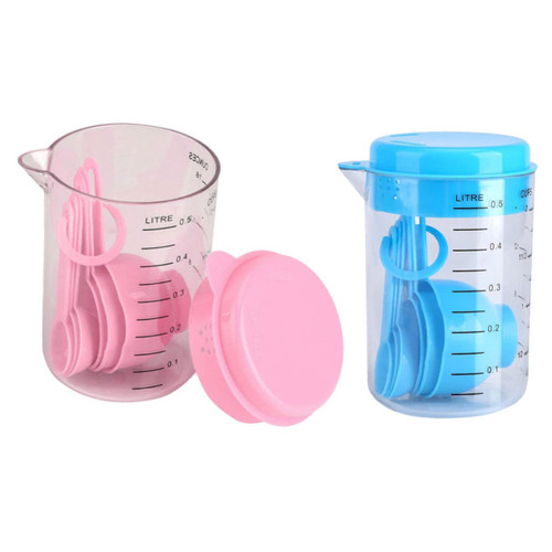 SHOWERORO 14pcs Measuring Spoon Measuring Cup Set Coffee Bean Spoon Kitchen Measuring Spoons Nesting Measuring Spoon Transparent Measuring Cups Protein Plastic Baking Tools Flour re-usable