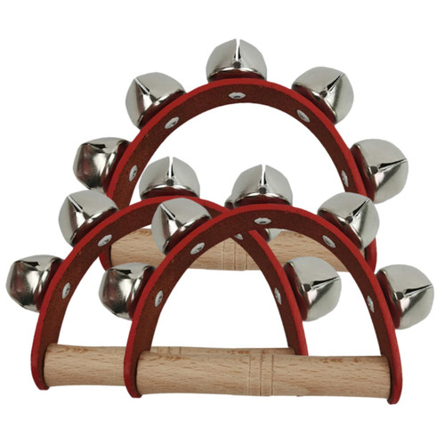 Abaodam 3pcs Five Bell Leather Hand Bell Handle Wooden Bells Infant Rattle Toy Christmas Hand Jingle Bells Interesting Tambourines Party Handbell Kids Metal Baby Puzzle Equipment