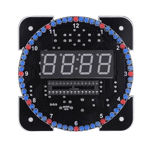 DIY Clock Kit, Digital DIY Electronic Clock Kit Light Control Rotation Digital LED Temperature & Time Display Tool Set(Green Parts)
