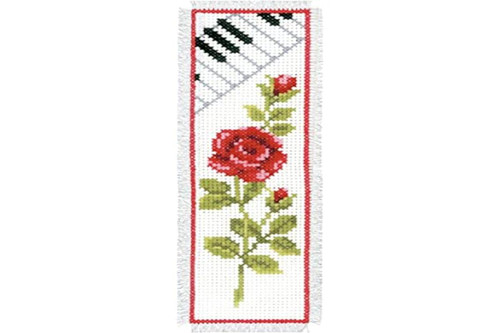 Vervaco Rose and Piano Counted Cross Stitch Bookmark, Multi-Colour