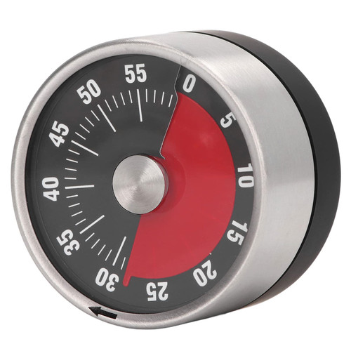Mechanical Timer, Magnetic Kitchen Timer, 60 Minute Countdown Timer Visual Timer for Cooking, Baking, Working, Classroom, Time Management Tool with Loud Alarm Sound & Stainless Steel Frame(Black)
