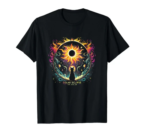 View Totality April 8 2024 Solar Eclipse Cat Lover Astronomy T-Shirt