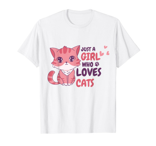 Just A Girl Who Loves Cats Cute Cat Shirt Gifts Kids Girls T-Shirt
