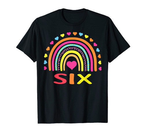 6 Years Old Rainbow 6th Birthday Gift For Girls Boys Kids T-Shirt