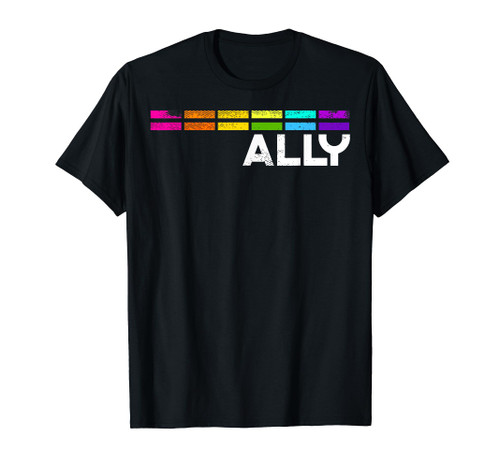 Proud Ally Bars Equality LGBTQ Rainbow Flag Gay Pride Ally T-Shirt Proud Ally Bars Equality LGBTQ Rainbow Flag Gay Pride Ally T-Shirt