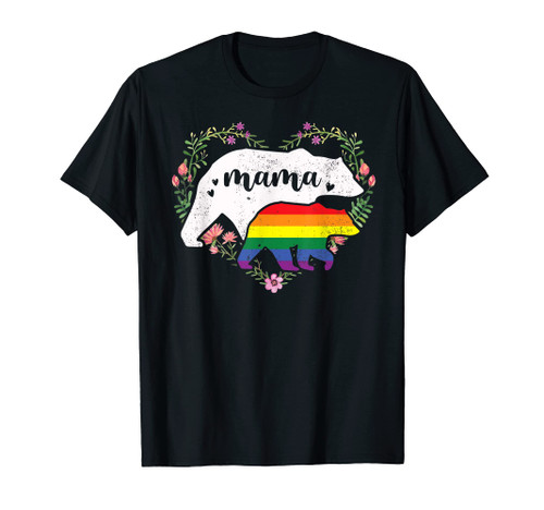 LGBTQ Mama Bear Gay Rainbow Pride Flag Gay Equal Rights T-Shirt