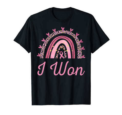 Breast Cancer Awareness Survivor I Won Leopard Pink Rainbow T-Shirt Breast Cancer Awareness Survivor I Won Leopard Pink Rainbow T-Shirt