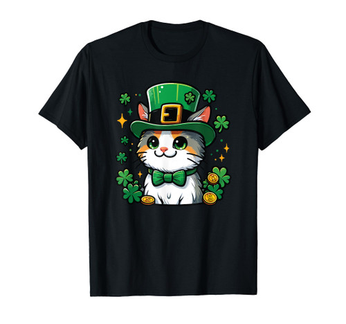 Cat St. Patrick Day Lucky Irish Shamrock Cat Leprechaun T-Shirt Cat St. Patrick Day Lucky Irish Shamrock Cat Leprechaun T-Shirt