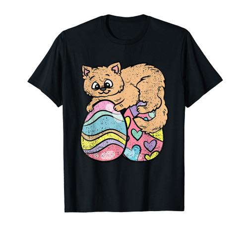 Cat Egg Hunting Easter Kitten Spring Men Women Kids T-Shirt