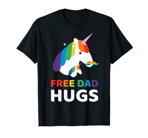 Free Dad Hugs Rainbow LGBT Pride Tshirt Flag Family T-Shirt