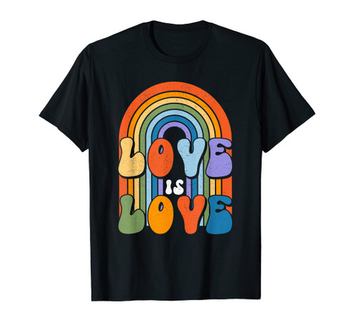 LGBTQ Love Is Love Gay Pride LGBT Rainbow Flag Vintage T-Shirt