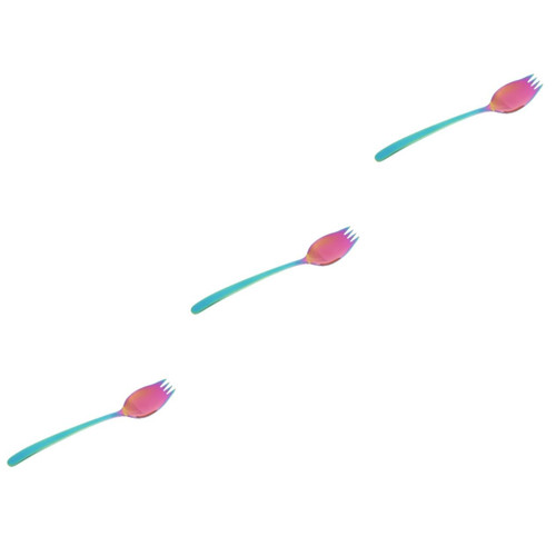 MAGICLULU 3pcs 304 Metal Salad Spork Kitchen Utensil Food Serving Fork Dessert Forks Sporks Soup Spoons Stainless Steel Dinner Forks Stainless Steel Spork Metals Appetizer Heavy Kitchenware