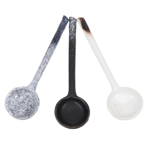 SWOOMEY 3pcs Ceramic Spoon Ice Cream Spoons Soup Spoons Porcelain Japanese Soup Spoon Large Soup Spoon Rice Serving Big Spoons Asian Ramen Soup Scoops Ceramics Kitchenware Long Handle