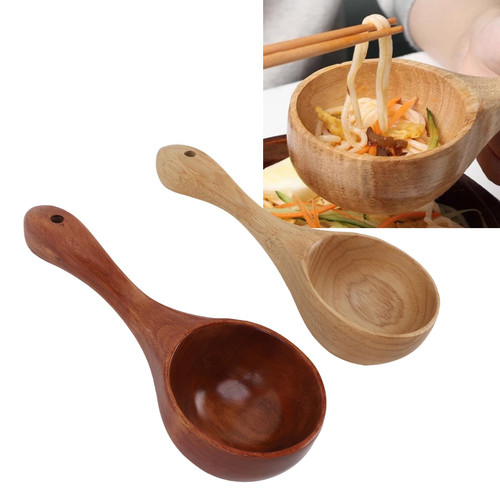 2pcs Wooden Ladle Soup Spoon, Wooden Ladle for Cooking Wooden Serving Spoon Kitchen Spoon Wood Soup Ladle Long Handle for Home Kitchen Cooking