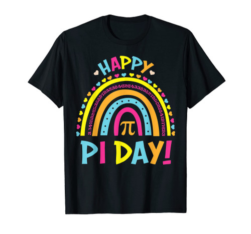 Pi Day Shirt Spiral Pi Math Teacher 3 14 Leopard Rainbow T-Shirt