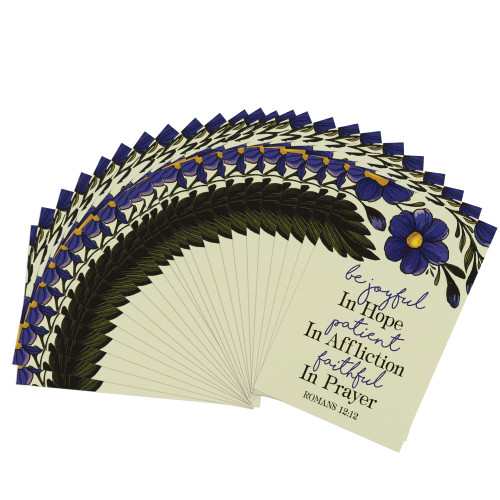 Dicksons Joyful in Hope Patient Faithful Blue Floral 3 x 2 Paper Itty Bitty Bookmark Pack of 24