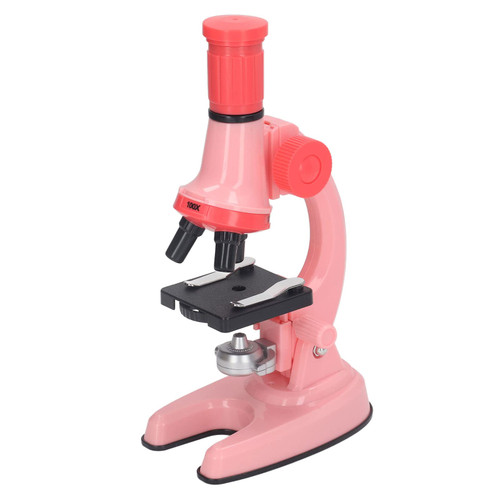 Kids Educational Microscope Set, High Definition Science Learning Kids Microscope Set with LED Light for Daily Use (Pink)