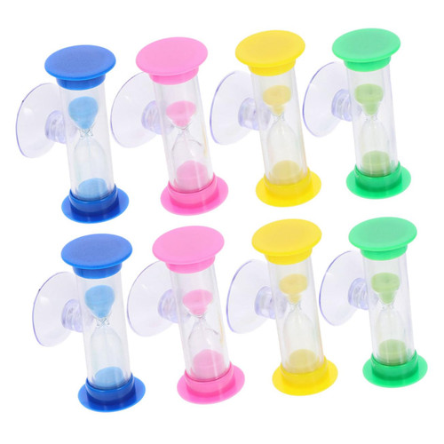 LABRIMP 8pcs Suction Cup Hourglass Timer Timers Kids Toothbrush Teeth Brushing Timer for Kids Multi-Function Sand Timer 2 Minute Sand Timer Desk Plastic Toddler Delicate