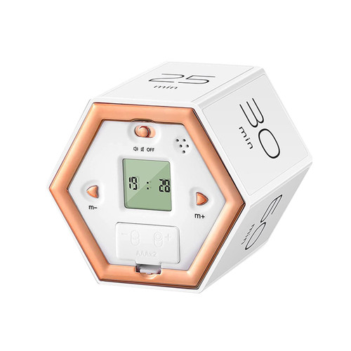 ERYUE Timer, Hexagon Digital Clock Timer Magnetic Cubes Timer Kitchen Hexagon Flip Timer for Studying Cooking Exercising Easy to Use Magnetic Flip Focus-Timer