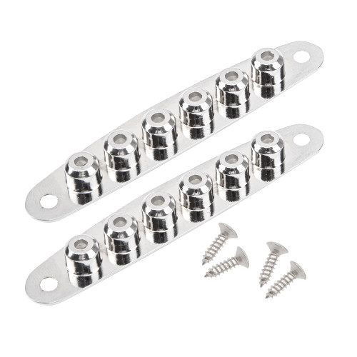 2Pcs Yootones Guitar String Through Plate Guitar Bridge String Thru Body Ferrule Bushing Plate Compatible with Electric Bass Guitar Parts(Silver)