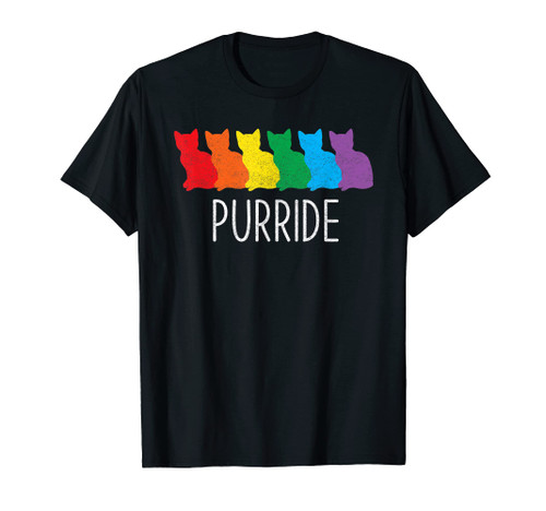 Funny Cat Purride Rainbow LGBTQ Gay Pride T-Shirt
