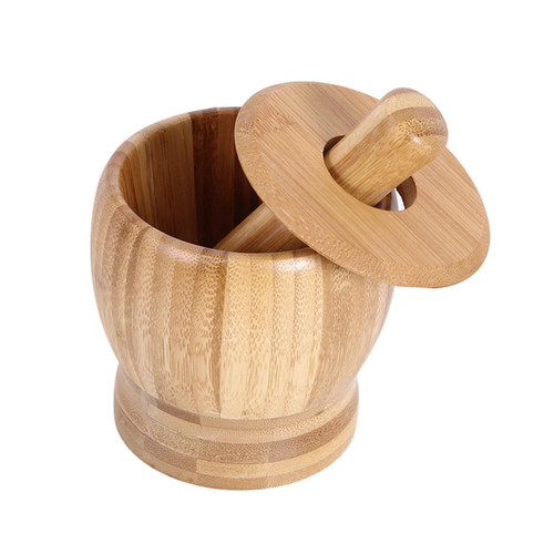 PRETYZOOM Bowl and Pestle Garlic Mortar Pestal Garlic Grinding Bowl Garlic Pounder Grinding Pestle Bamboo Mortar
