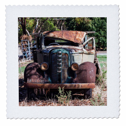 3D Rose Australia Farrell Flat Old Truck Square Quilt, 6 x 6