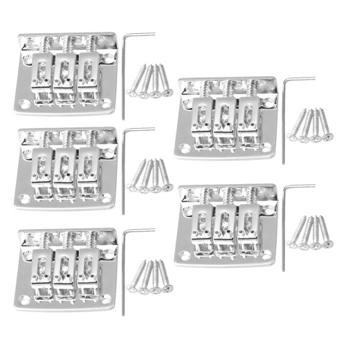 Bstinay 5PCS Zinc Alloy 3-String Electronic Guitar Bridge Replacement for CIGAR BOX GUITAR Silver