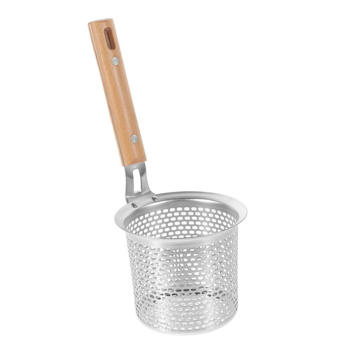 SHOWERORO Stainless Steel Colander Mesh Strainer Hot Pot Chaffing Dishes Filter Stainless Steel Mesh Colander Frying Colanders Kitchen Noodle Strainers Pasta Wood Household Products