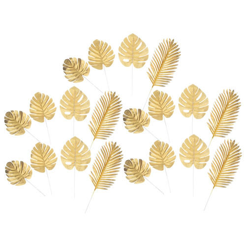 Abaodam 20pcs Golden Monstera Leaf Faux Palm Leaves Artificial Palm Leaves Artificial Monstera Leaves Monstera Leaves Ornaments Hawaiian Decorations Wedding Party Supplies Faux Palm Leaf
