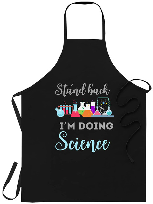 Masterhand Aprons For Men Teacher Apron - stand back im doing science t stem teacher Cooking Aprons Kitchen Decor, Black, 20.5 x 28.3 Inch