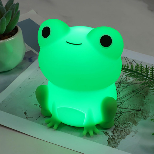 Kids Night Light Rechargeable Frog Night Lamp Light Colour Changeable Silicone Nursery Light Soft Bedside Silicone Lamp LED Bedside Lamp Nursery Lamp with Timer for Desk Bedside