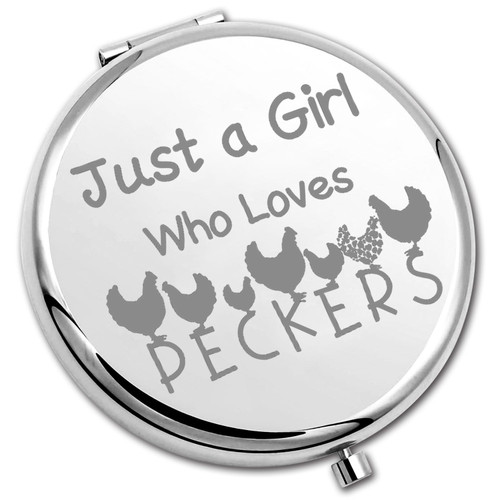 PLITI Funny Chicken Gift Chicken Lover Gift Just A Girl Who Loves Peckers Compact Mirror for Animal Lover (Girl Loves peckers CM) PLITI Funny Chicken Gift Chicken Lover Gift Just A Girl Who Loves Peckers Compact Mirror for Animal Lover (Girl Loves peckers CM)
