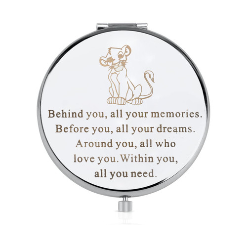 FEELMEM The Lion Inspire Gift Lion Compact Mirror Inspiration Gift Lion Simba Fans Gift Behind You All Your Memories