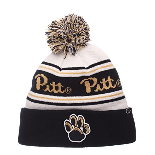 Zephyr NCAA Pittsburgh Panthers Adult Men Finish Line Arctic Beanie, Adjustable, White/Team Color