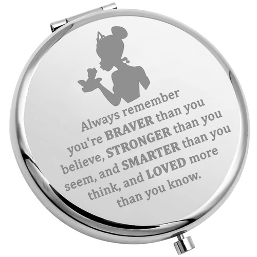 MYOSPARK Princess The Frog Inspired Gift Princess Fans Gift Tiana Princess Compact Makeup Mirror Jewelry Frog Lover Gift Fandom Gift (P-Frog Mirror-Silver)
