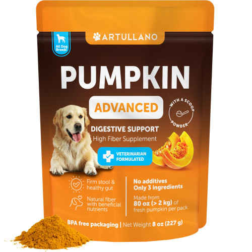 Artullano Canine Pumpkin Powder - Diarrhea, Constipation, Upset Stomach, Food Sensitivity - Digestion Support