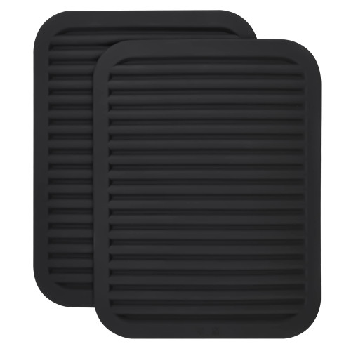 SPUVGVC Silicone Trivet Mat-Trivets for Hot Pots&Pans-Hot Pads for Kitchen-Versatile Trivets for Hot Dishes-Heat Resistant Mats for Counter&Table, Silicone Pot Holders Drying Mat (9x12) Pack 2 Black