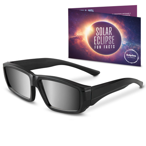 Eclipsee Solar Eclipse Glasses Approved Plastic Solar Eclipse Viewing Glasses - CE & ISO Certified Solar Eclipse Glasses, Solar Eclipse Sunglasses for Kids & Adults - Black, 1-Pack Solar Glasses