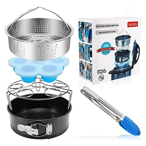 Antimi 5PCS Pressure Cooker Accessories Set For For Instant Pot 5,6,8 QT, Steamer Basket, springform pan, Egg Bites Molds, Egg Steamer Rack, Dish Bowl Clip