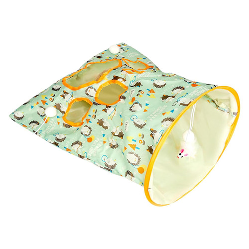 Cat Tunnel Bag, Cat Tunnel Bag Toy, 2024 New Pet Cat Play Tunnel Toy, Cat Self Interactive Toys, Crinkle Paper Collapsible Interactive Pet Cat Tubes with Plush Ball (Green)