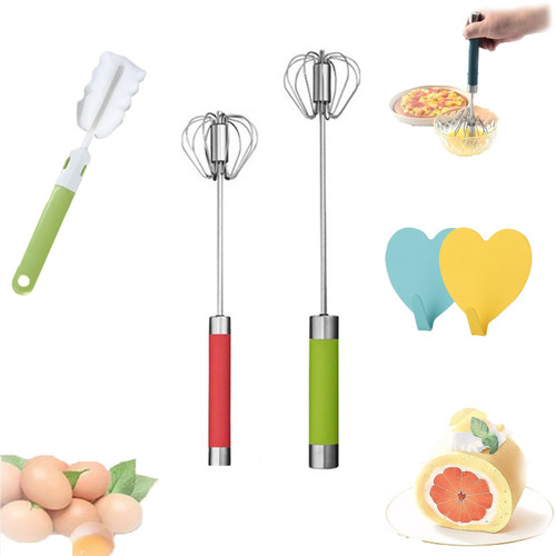 Stainless Steel Semi-Automatic Whisk, Hand Push Rotary Whisk Blender, Stainless Steel Semi-Automatic Egg Whisk, Egg Beater Whisk, Mixer Stirrer For Blending, Whisking (14inch+12inch) Stainless Steel Semi-Automatic Whisk, Hand Push Rotary Whisk Blender, Stainless Steel Semi-Automatic Egg Whisk, Egg Beater Whisk, Mixer Stirrer For Blending, Whisking (14inch+12inch)