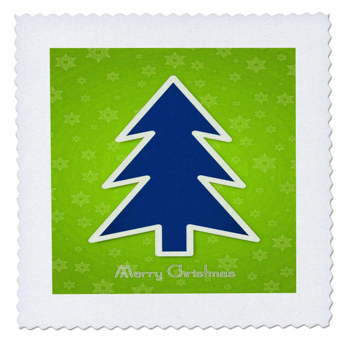 3dRose Merry Christmas Tree with Snowflake Background - Quilt Squares (qs_352101_5)