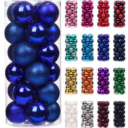 Emopeak 24Pcs Christmas Balls Ornaments for Xmas Christmas Tree - Shatterproof Christmas Tree Decorations Hanging Ball for Holiday Wedding Party Decoration, Royal Blue