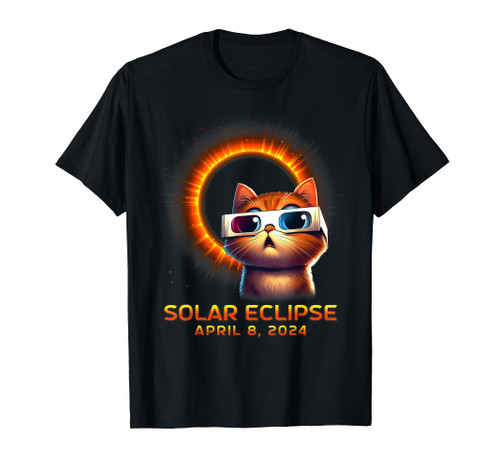 View Totality April 8 2024 Kitten Cat Lover Solar Eclipse T-Shirt