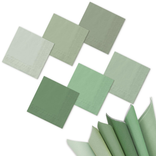 Whaline 120 Pieces Sage Green Cocktail Napkin Gradient Color Beverage Luncheon Paper Napkins 2 Ply for Home and Party Favors, 6 Colors